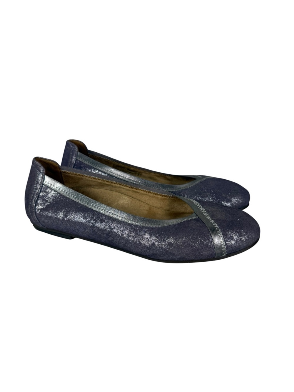 Vionic Women's Caroll Pewter Metallic Shimmer Ballet Flats Sz 6.5